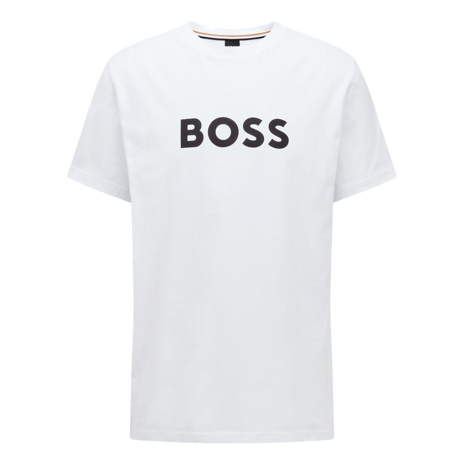 BOSS T-Shirt RN Sun Protection mit großem Markenprint auf der Brust 107 natural