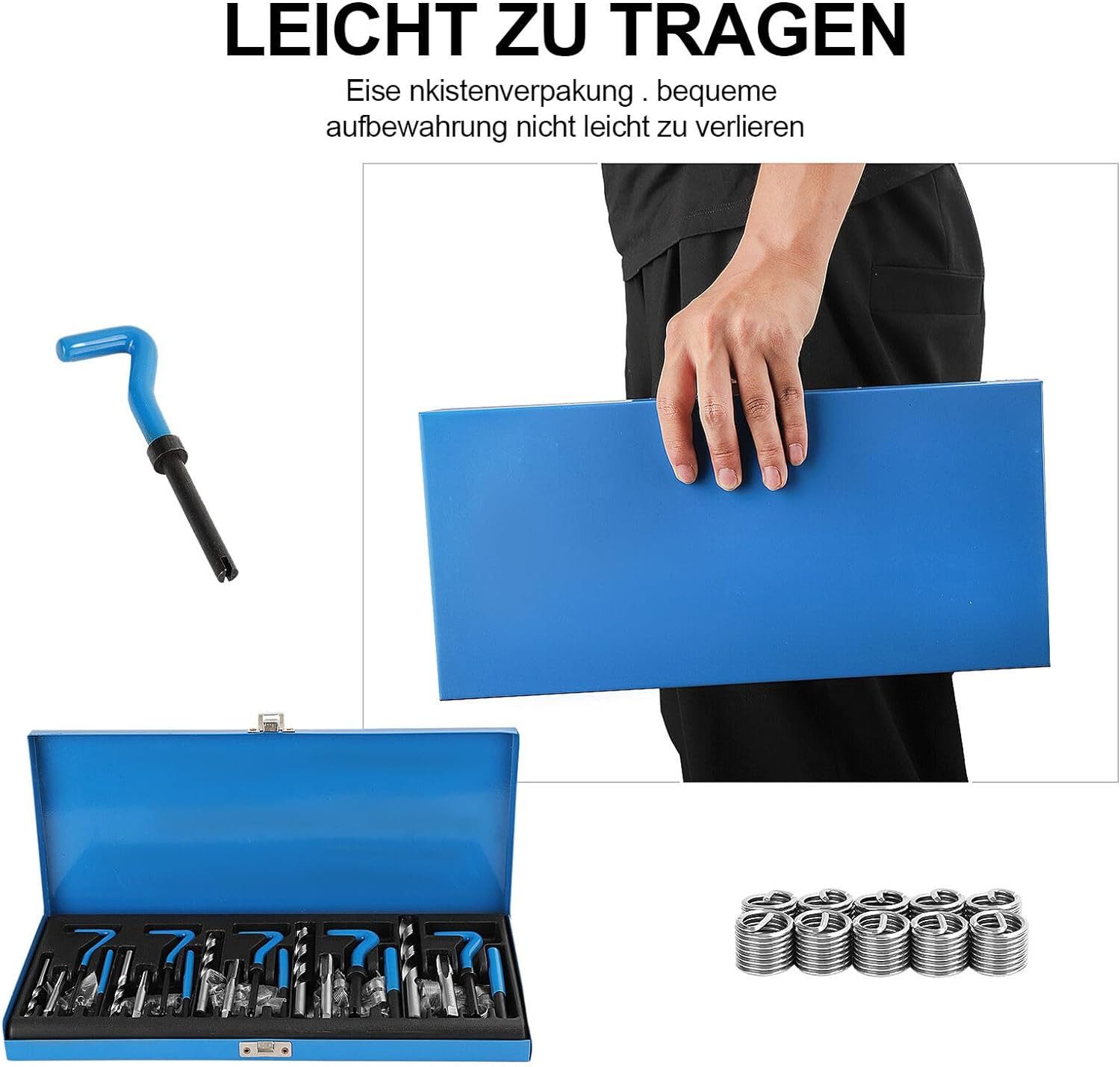 Youyijia Gewindebolzen 131-tlg Gewinde Reparatur Satz Einsätze Gewindereparatursatz, (131-St)
