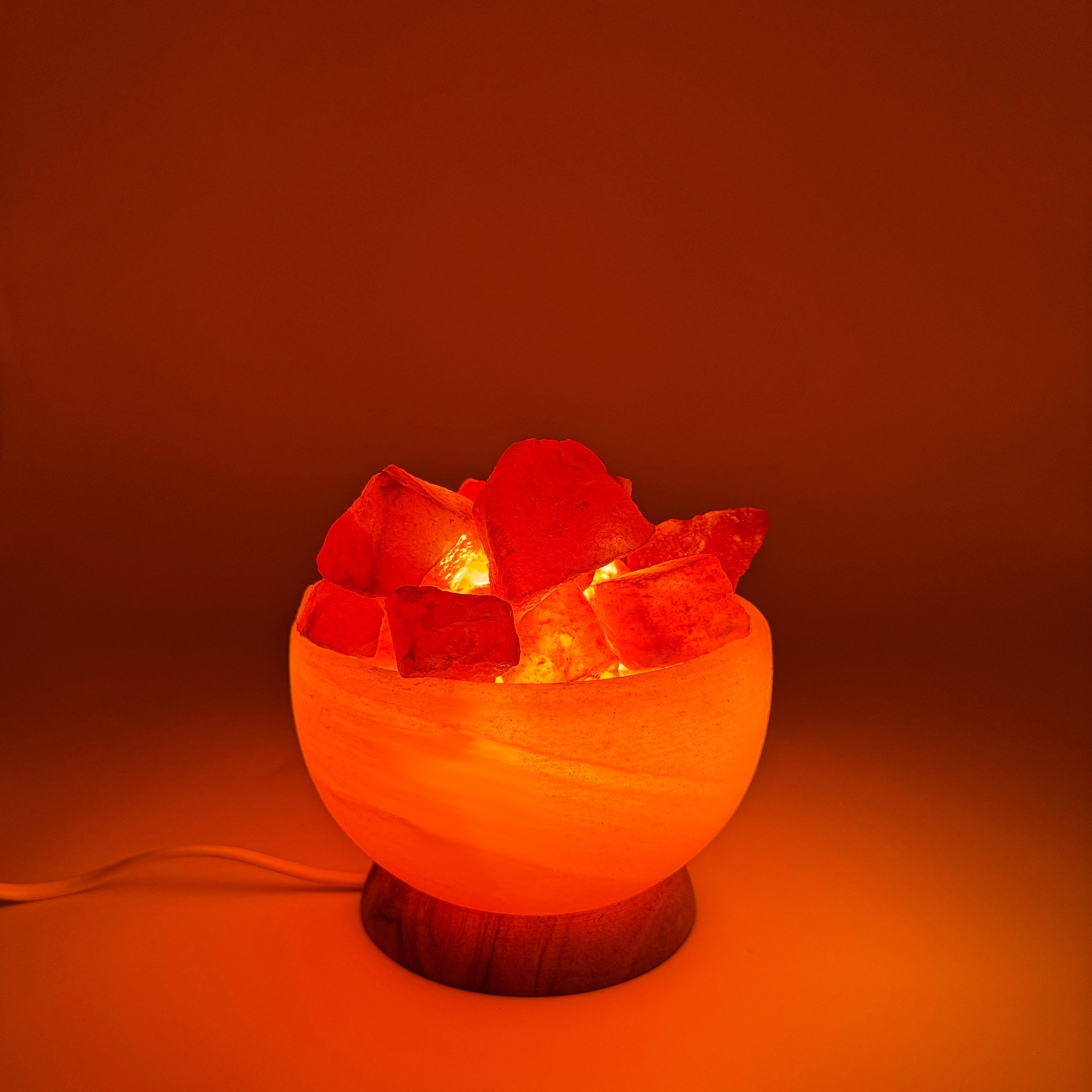 HAF Salzkristall-Tischlampe Salzlampe Salzkristallschale mit Salzkristallen inkl Fassung + Birne, Leuchtmittel wechselbar, Warmweiß/Rosa, Handgefertigt - jeder Stein ein Unikat