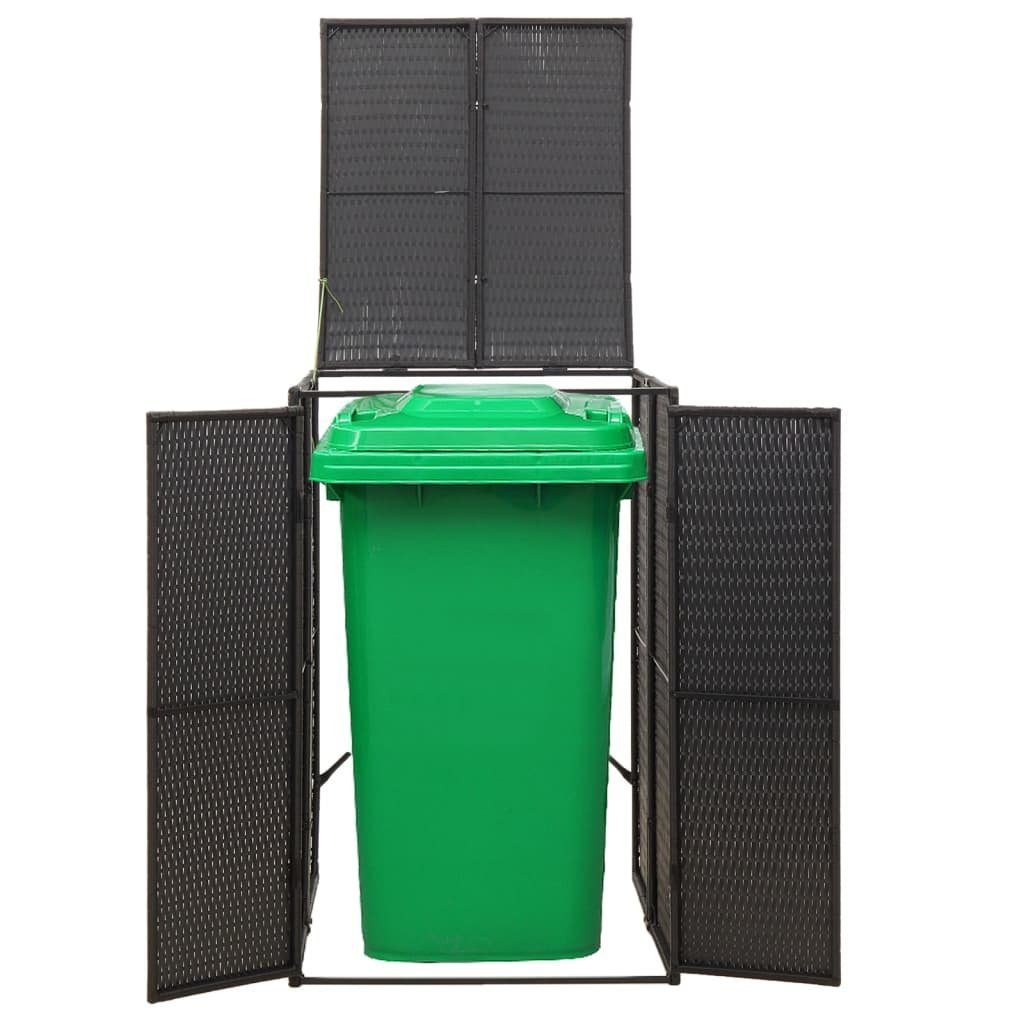 vidaXL Mülltonnenbox 1 Tonne Mülltonnenverkleidung Mülltonnenbox schwarz Polyrattan
