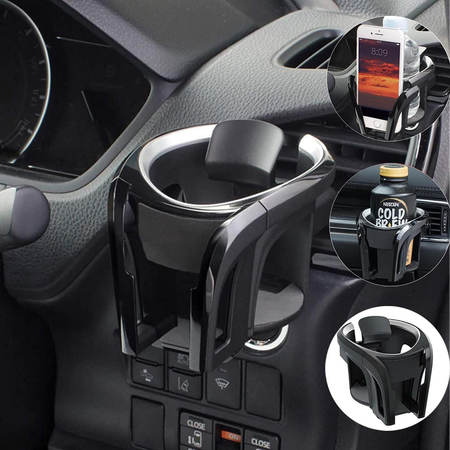 LuxusKollektion Becherhalter Auto Getränkehalter Becherhalter Lüftung Handyhalter Silber