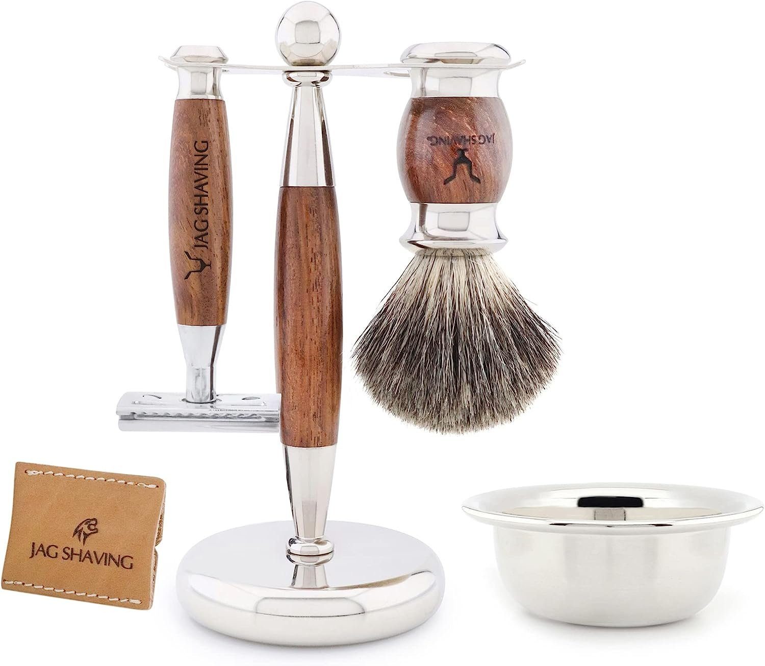 JAG SHAVING Rasierpinsel-Set 5-teiliges Rasierset – Super-Synthetikhaar-Rasierpinsel, 5 tlg.