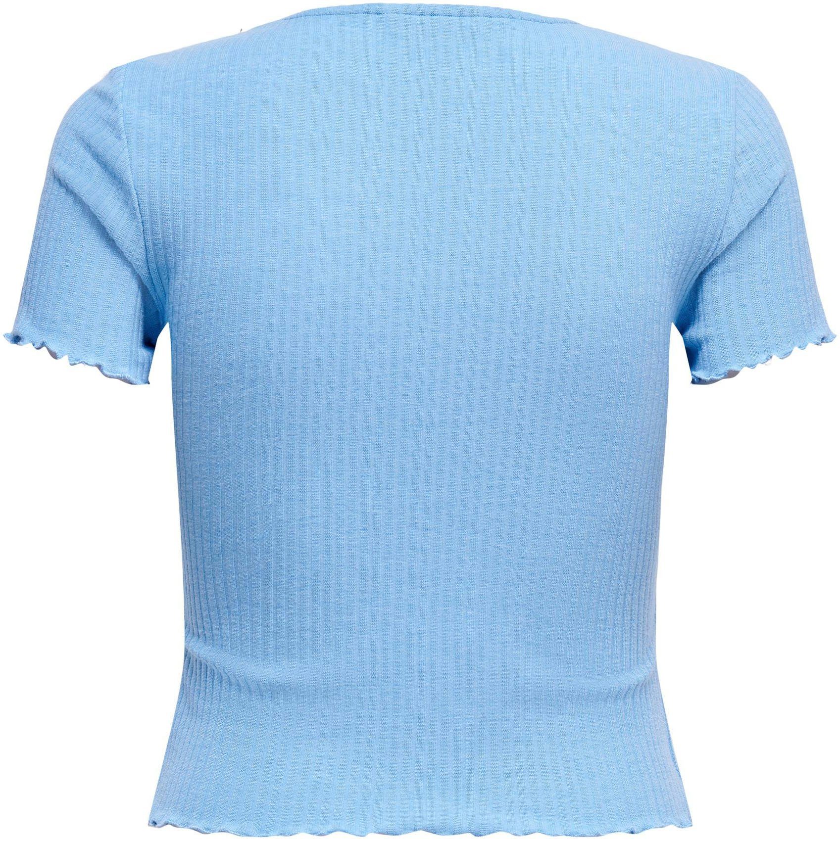 ONLY Rundhalsshirt ONLEMMA S/S SHORT TOP NOOS JRS Rundhals, modisch, regular fit, gewellter Abschluss, unifarben