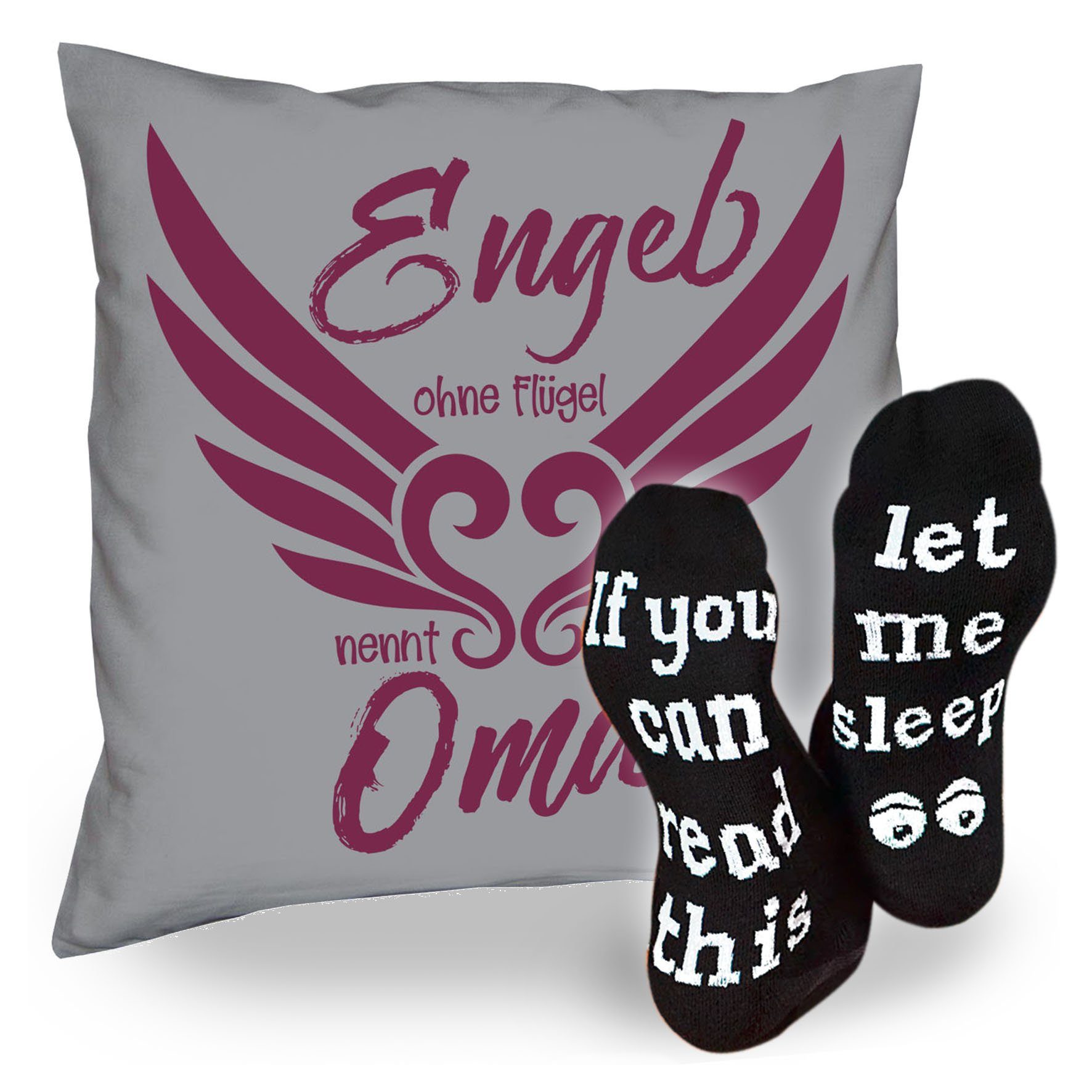 man Socken Sleep, Soreso® Oma Omatag ohne burgund Kissen Dekokissen Flügel Engel nennt Oma & Sprüche Muttertagsgeschenk