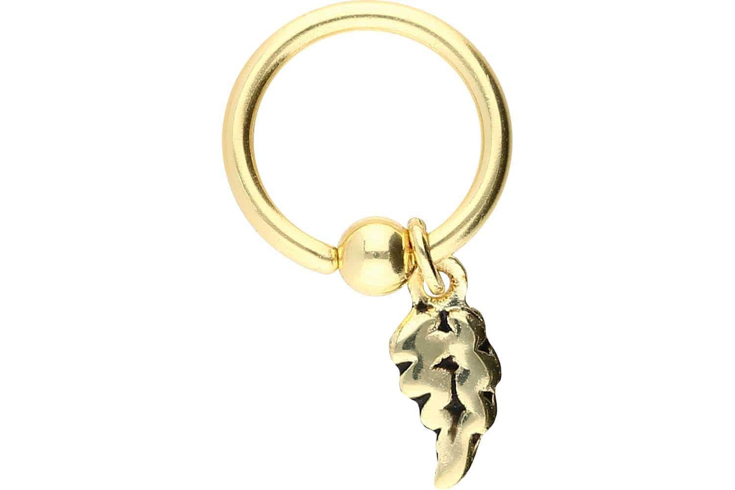PIERCINGLINE Nasenpiercing Chirurgenstahl Klemmkugelring BLATT (Klemm-Ringe, 1-tlg)