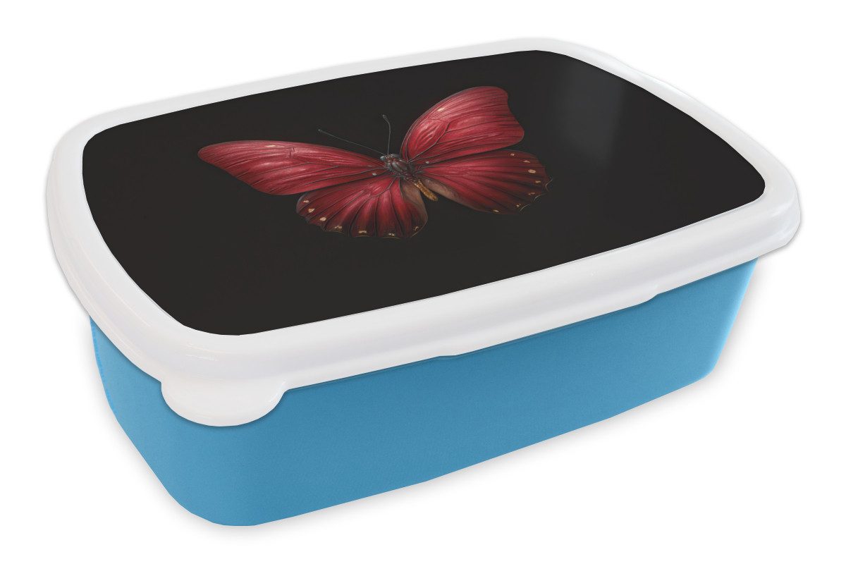 MuchoWow Lunchbox Schmetterling - Rot - Minimalistisch, Kunststoff, (2-tlg), Brotdose, Lunchbox, Brotbox für Kinder und Erwachsene