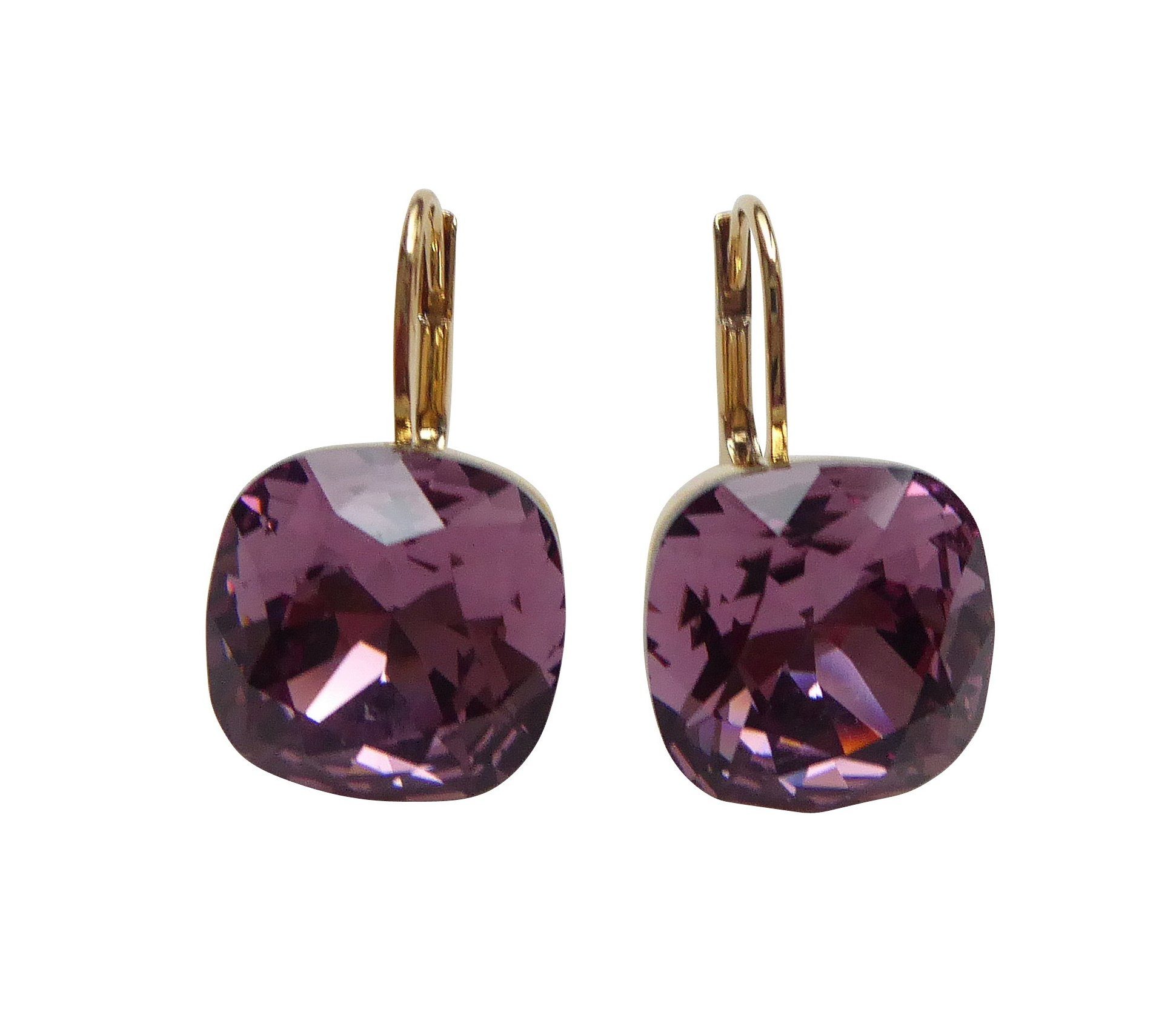 Mugello Paar Ohrhänger Romy lila vergoldet Trendfarbe modisch elegant, Handgefertigter Modeschmuck, made in Germany