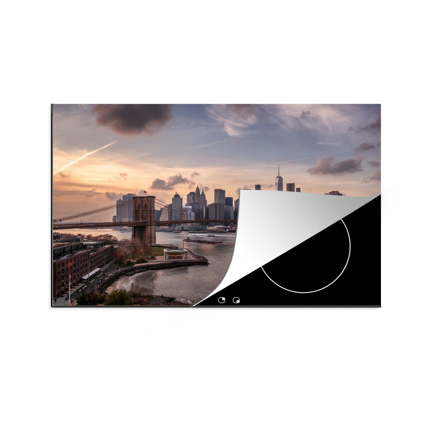 MuchoWow Herdblende-/Abdeckplatte New Yorker Skyline in Manhattan, Vinyl, (1 tlg), 81x52 cm, Induktionskochfeld Schutz für die küche, Ceranfeldabdeckung | Herdabdeckplatten