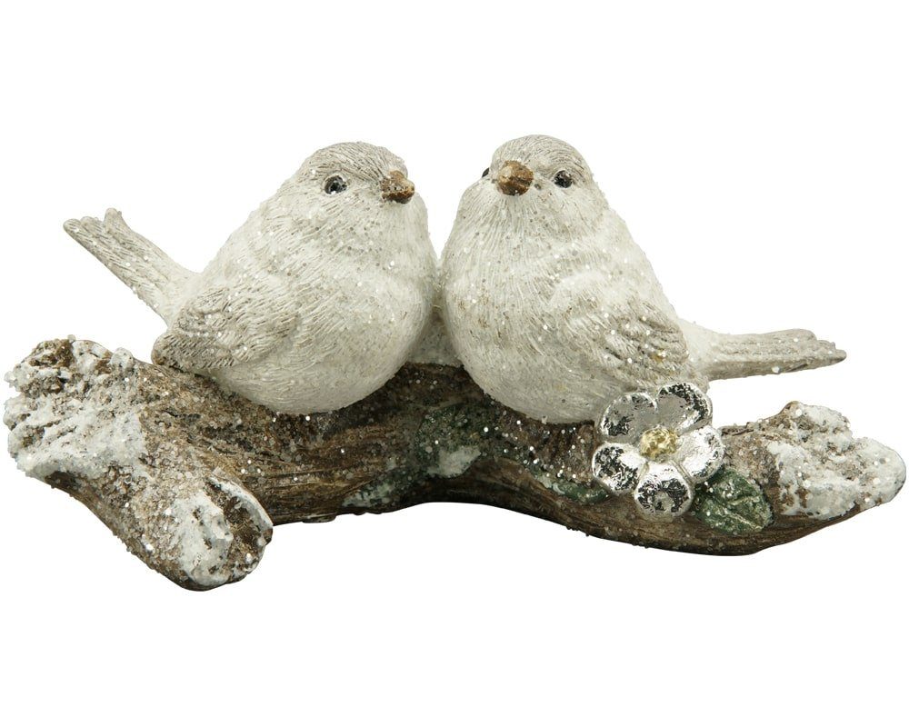 matches21 HOME & HOBBY Dekofigur Dekofigur Vögel auf Baumstamm Figur weiß 14,5x6,2x6,5 cm (1 St)