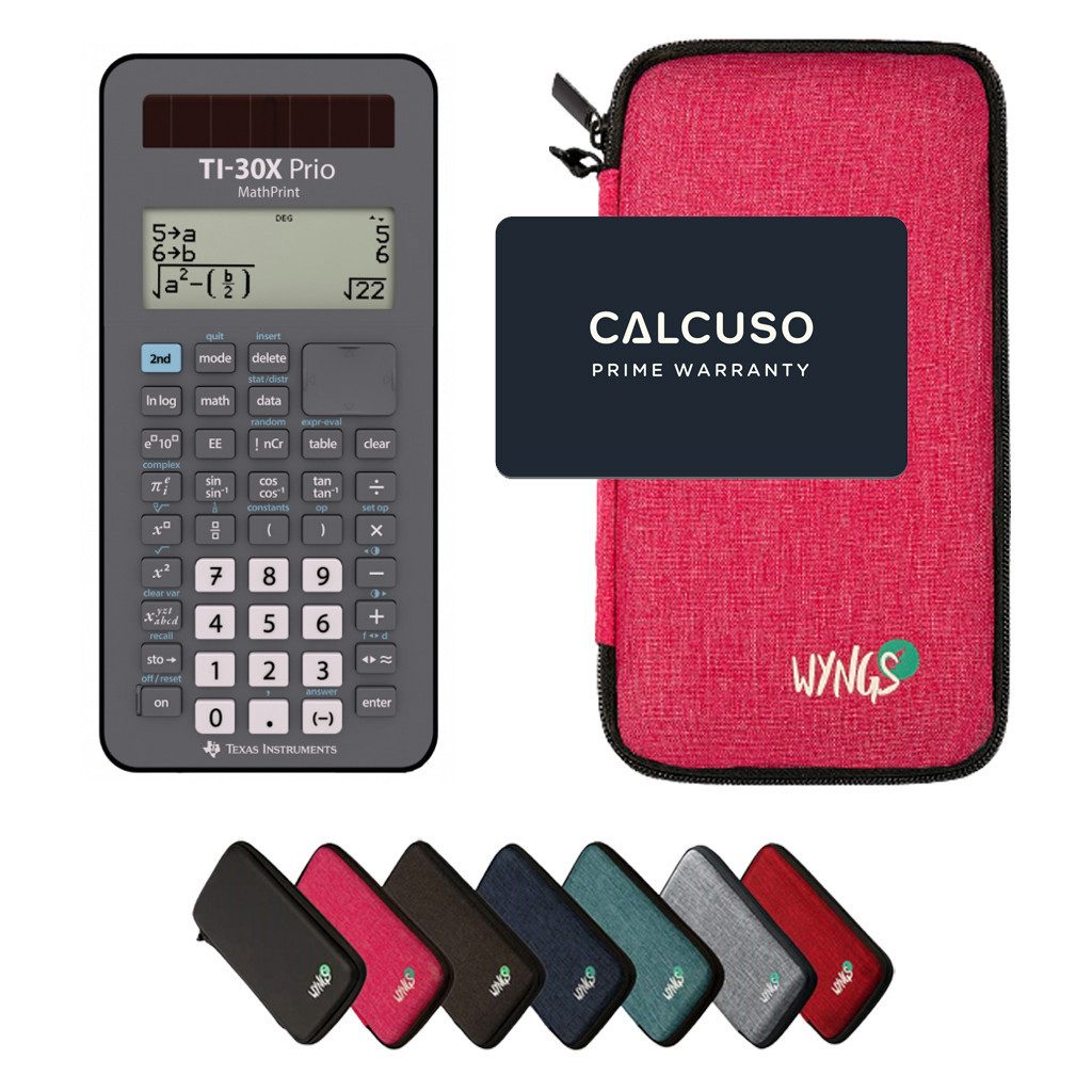 Texas Instruments Taschenrechner TI-30X Prio MathPrint inkl. WYNGS Schutztasche Pink