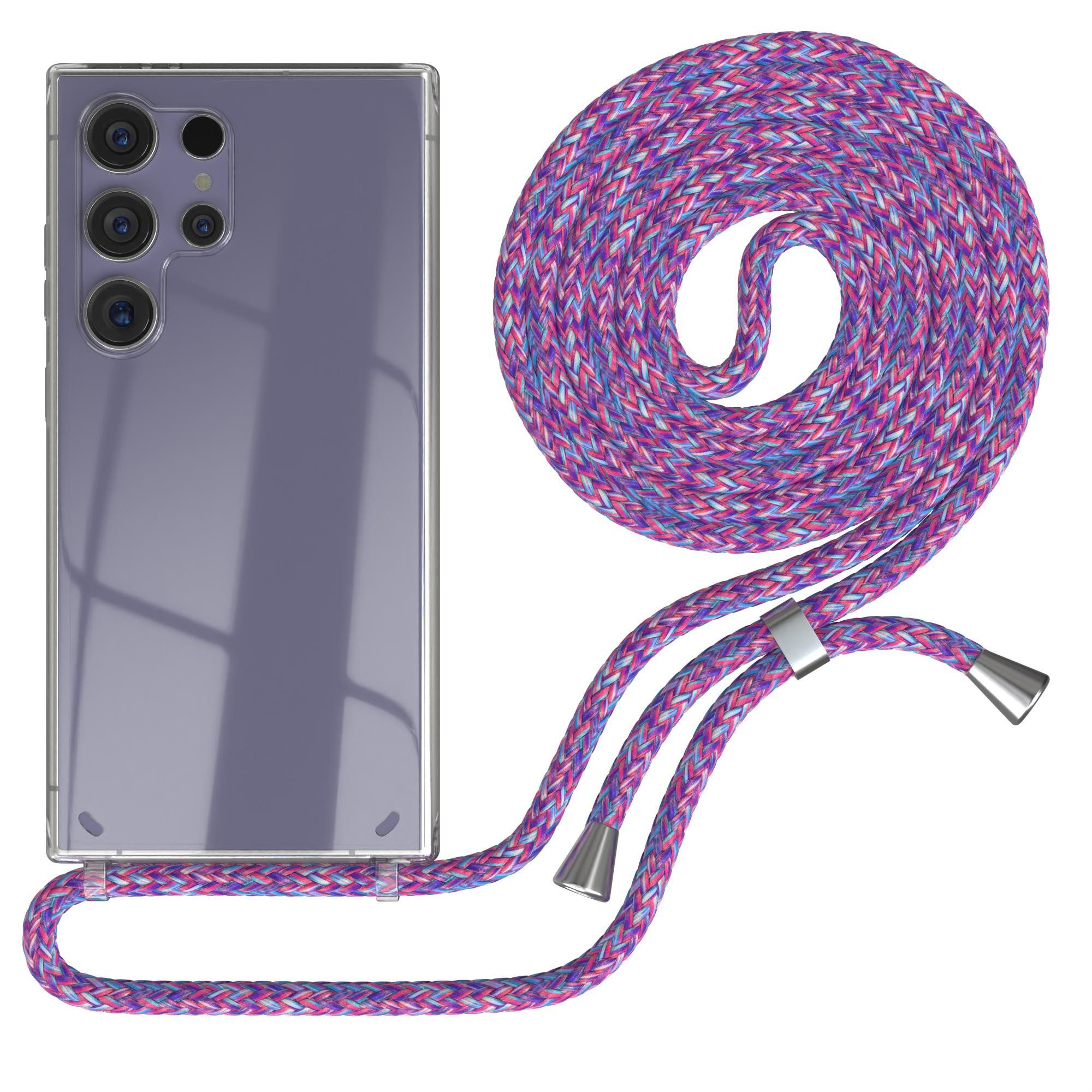 EAZY CASE Handykette Handyband mit Magsafe für Galaxy S24 Ultra 6,8 Zoll, Umhängetasche für Handy Silikonhülle Handyhülle durchsichtig Violett