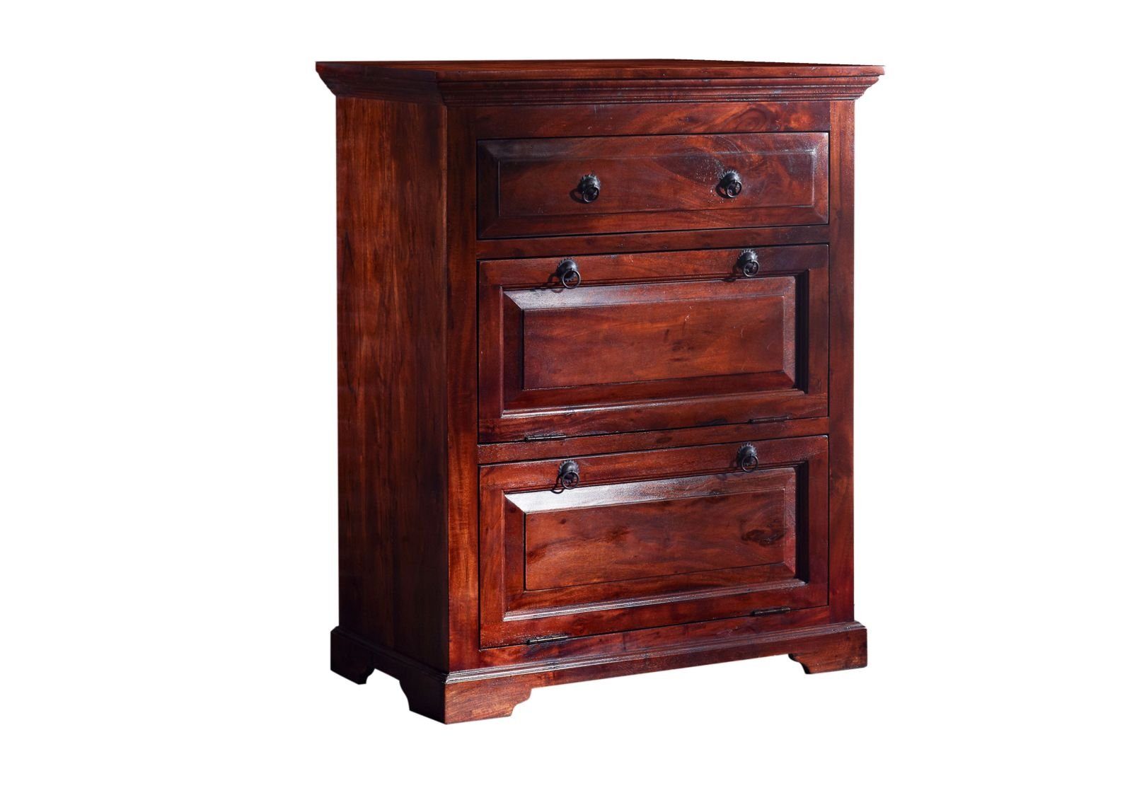 Massivmoebel24 Kommode OXFORD (Massivholz), Kommode Akazie 80x45x100 nougat lackiert OXFORD #904