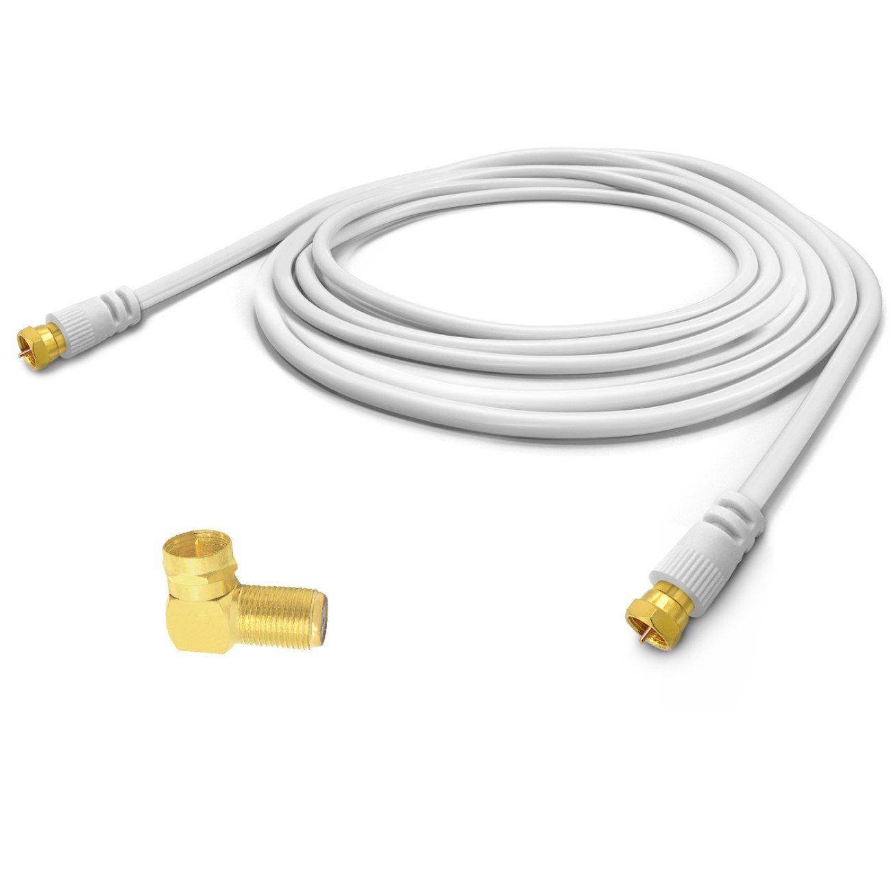 ARLI TV-Kabel, F-Stecker, F Winkeladapter (1000 cm), 10m TV Winkel Anschlusskabel TV HD Satkabel vergoldet 135 dB Sat Kabel