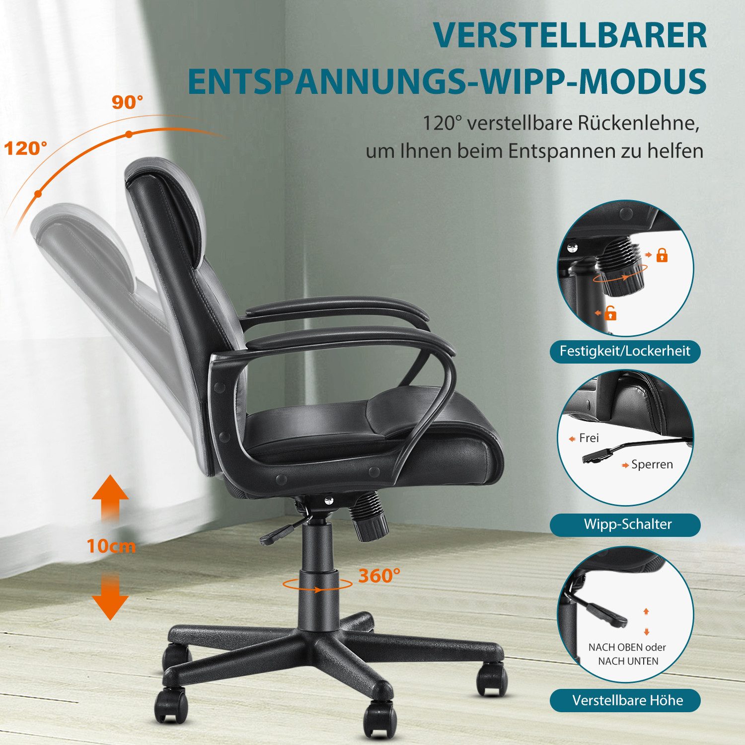 DUMOS Bürostuhl Bürostuhl aus PU-Leder Office günstig online kaufen