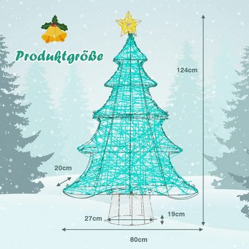 COSTWAY Künstlicher Weihnachtsbaum, 123cm mit 520 LEDs, Lichterkette & Stern