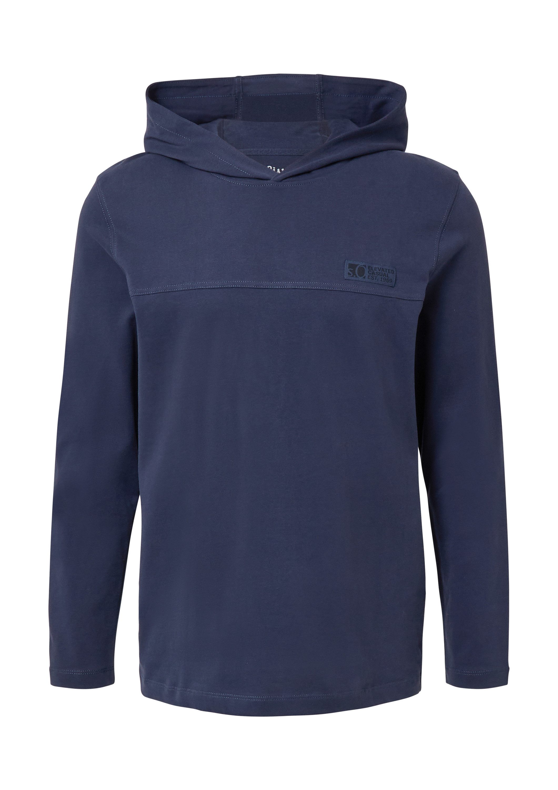 s.Oliver Langarmshirt T-Shirt Kapuzen-Longsleeve aus Heavy Jersey mit Logo-Detail