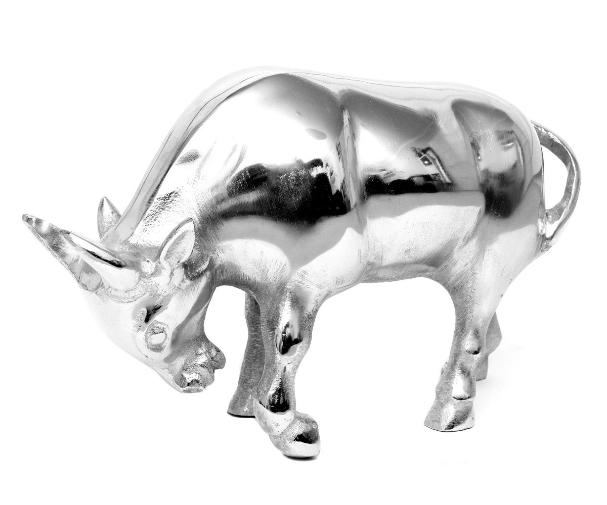 Dekofigur Büffel Stier Dekofigur Kuh Trader Messing Braun Tischdeko Brillibrum Börse Figur Bulle Skulptur Silber Bison Statue Bulle Aktien Metall Banker Dekoration