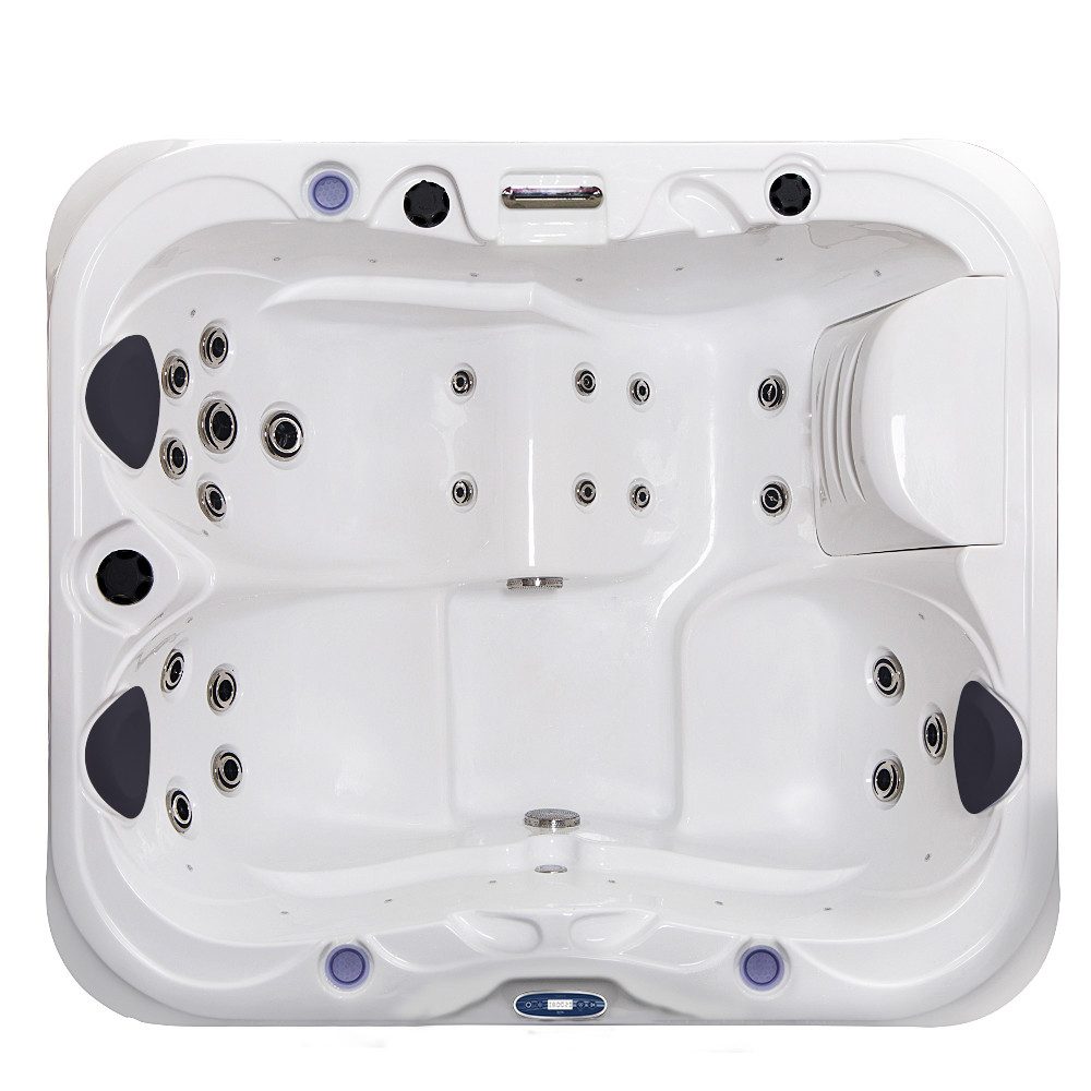 TroniTechnik Whirlpool Outdoor Whirlpool NISIDA weiß, (mit 21 Düsen & 3-PS-Pumpe, mit Wasserfall & Ozon-Desinfektion), LED, Sanitäracryl,Marken-Steuereinheit