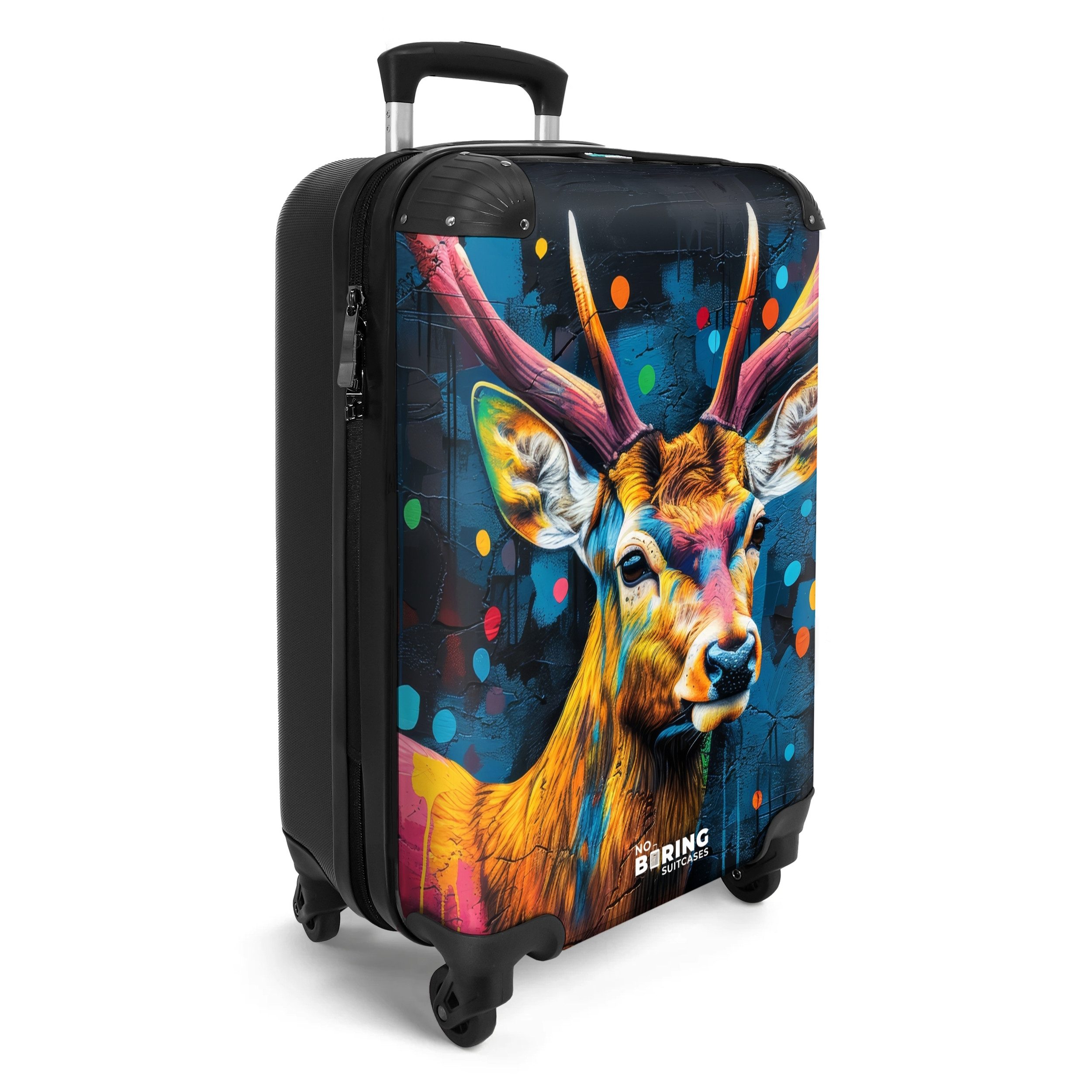 NoBoringSuitcases.com© Hartschalen-Trolley Hirsch mit Geweih im günstig online kaufen