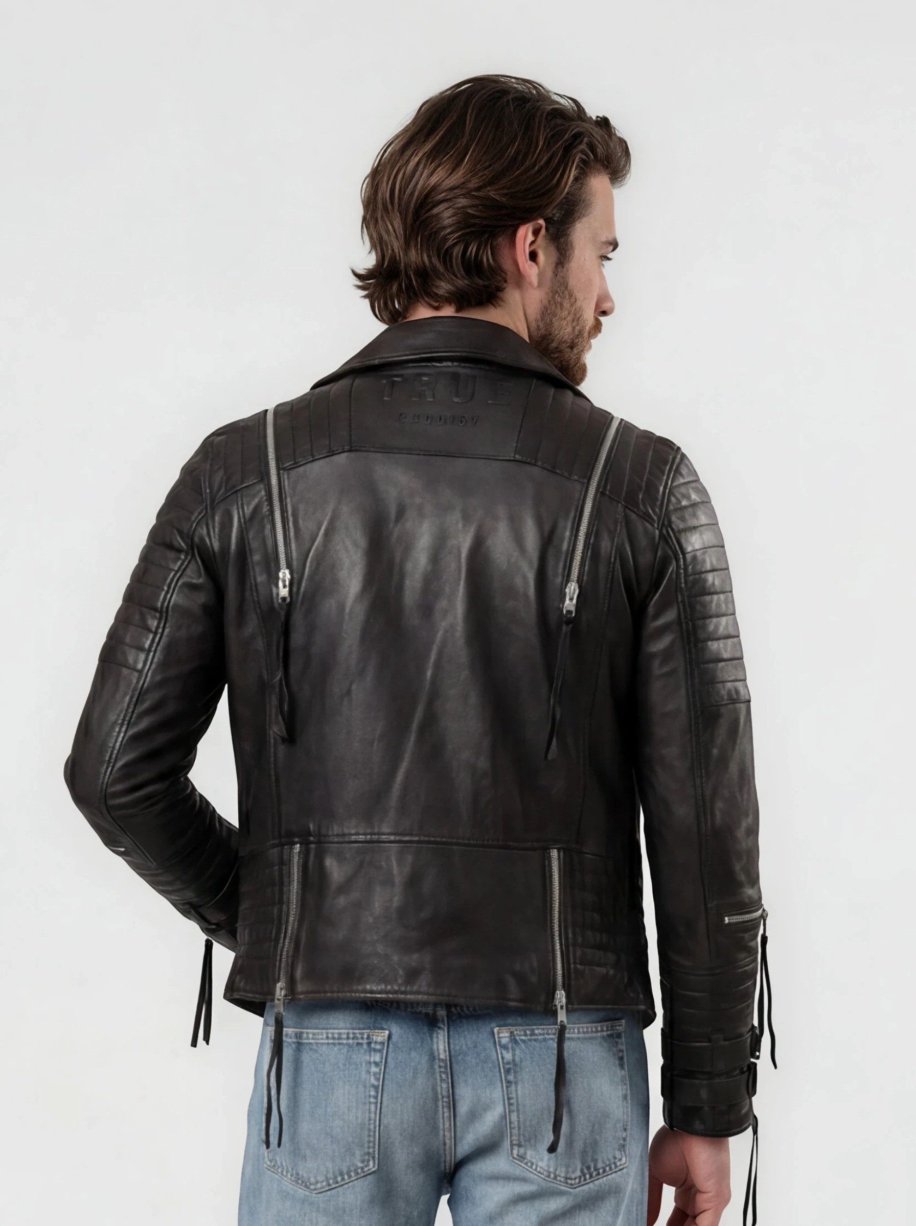 trueprodigy Lederjacke Jackson mit Absteppungen und Zippern