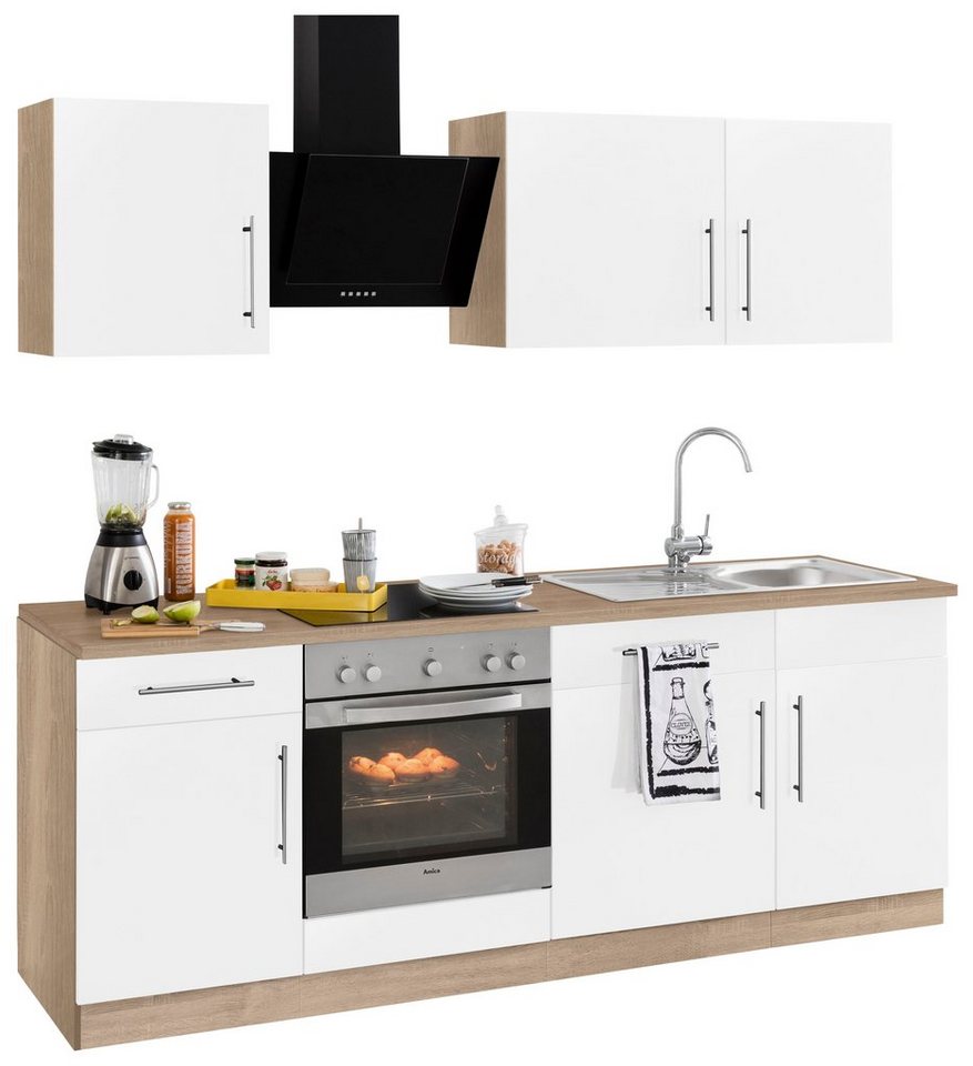 wiho Küchen Küchenzeile Cali, mit E-Geräten, Breite 220 cm mit  Metallgriffen, In vielen Farben erhältlich