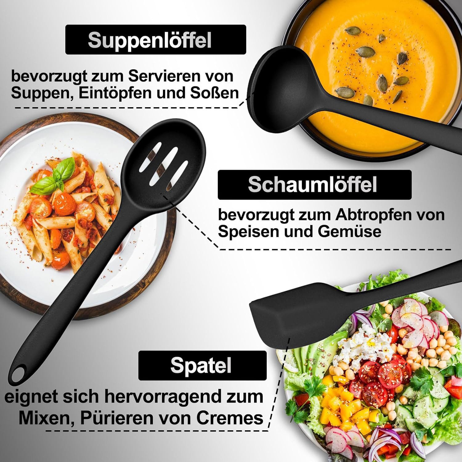 REDOM Kochbesteck-Set 12er Kochgeschirr Set Küchenutensilien Küchenhelfer (Gesund Silikon Kochset Antihaft Hitzebeständig mit Utensilienhalter, 12-tlg., Silikon – Bild 3 von 5