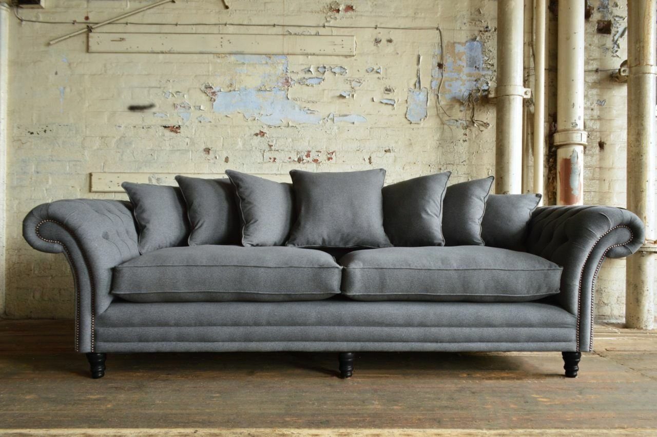 Chesterfield Polster Chesterfield-Sofa, Couch Sofa XXL JVmoebel Sofas Sitzer Big 4 245cm