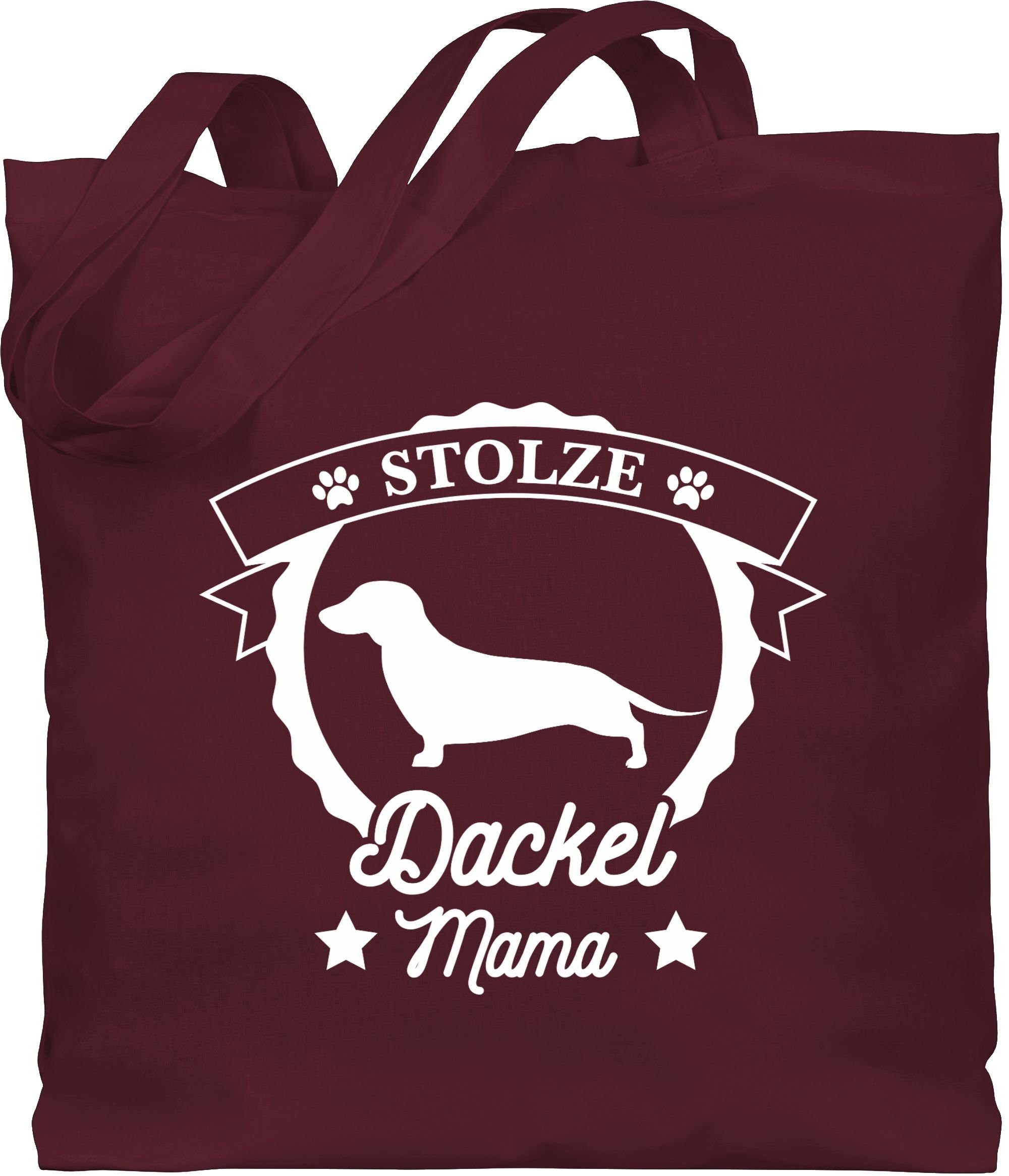 Shirtracer Umhängetasche Hundebesitzer für Dackel 2 Mama, Stolze Bordeauxrot Geschenk