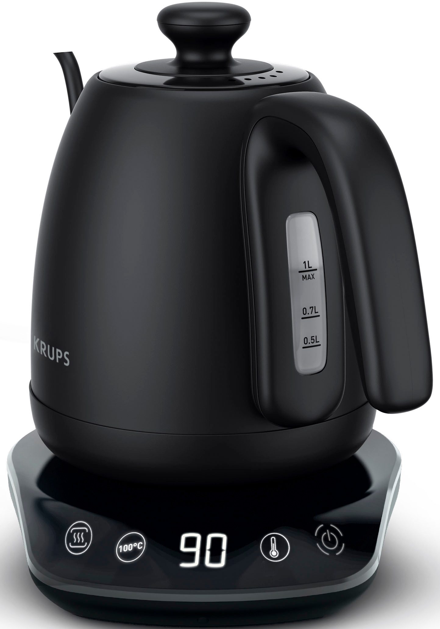 Krups Wasserkocher BW9238 Café Control Gooseneck, 1 l, 1200 W, Schwanenhals-Auslauf, 1 L, digitale Anzeige, 8 Einstellungen