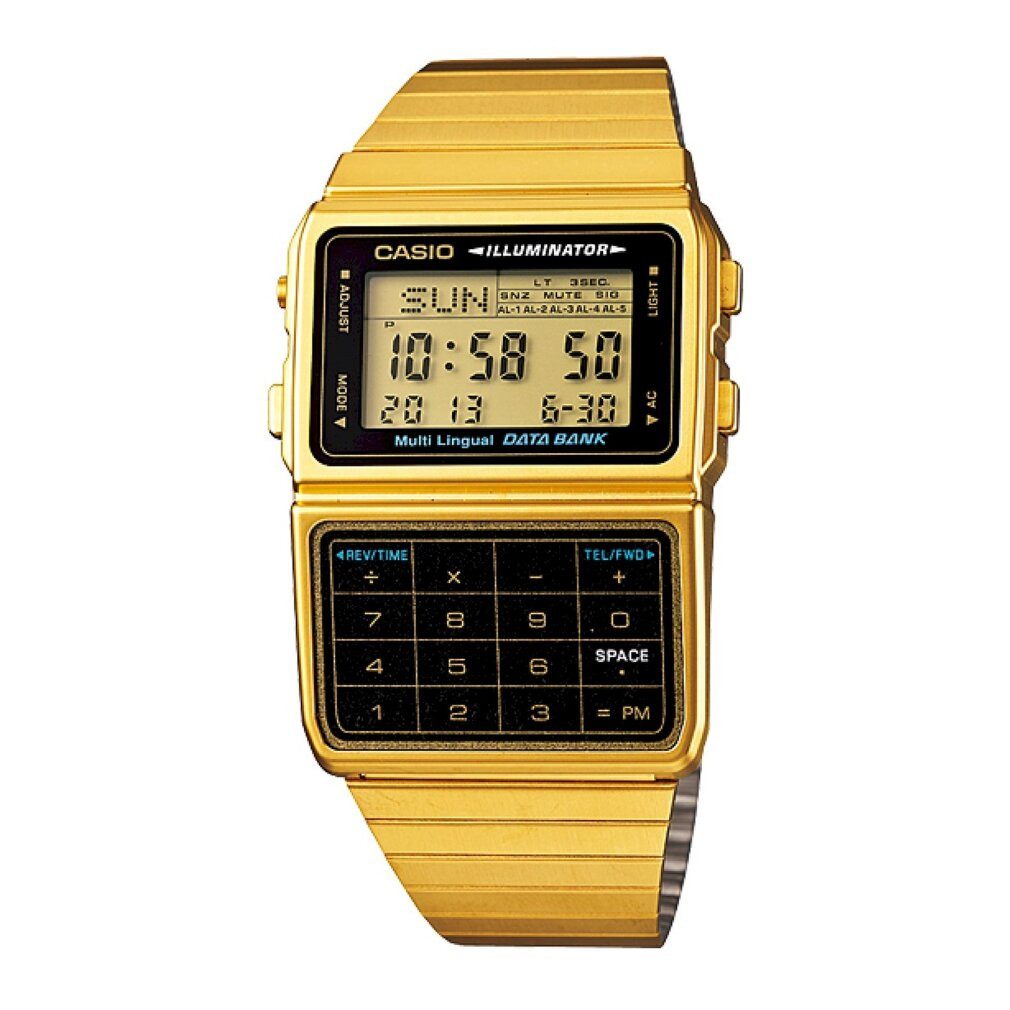 Luxusuhr Unisex-Armbanduhr Databank Digital Quarz Edelstahl beschichtet