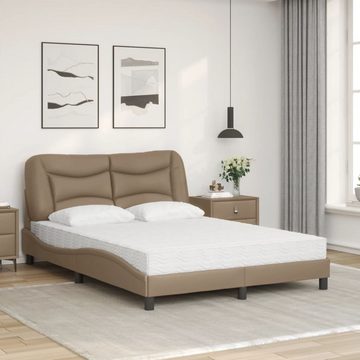vidaXL Bett Bett mit Matratze Cappuccino-Braun 140x200 cm Kunstleder