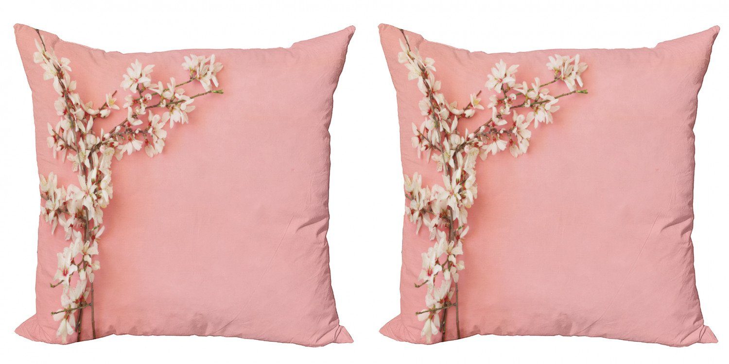 Riesiger Verkauf! Kissenbezüge Modern Pastellrosa Doppelseitiger Mandelblüte auf Abakuhaus Digitaldruck, Accent (2 Baum Stück)