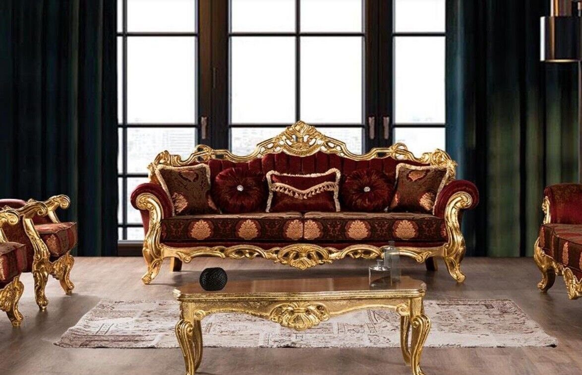 JVmoebel 3-Sitzer Dreisitzer Sofa 3 Sitzer Sofa Sitz Sofas Couch Möbel Stoff Stil Barock, 1 Teile