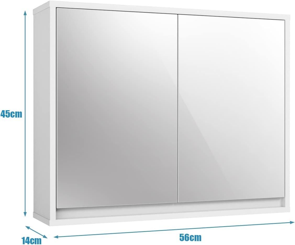 KOMFOTTEU Wandhängeschrank Badeschrank, mit Spiegel Doppeltür Regal günstig online kaufen