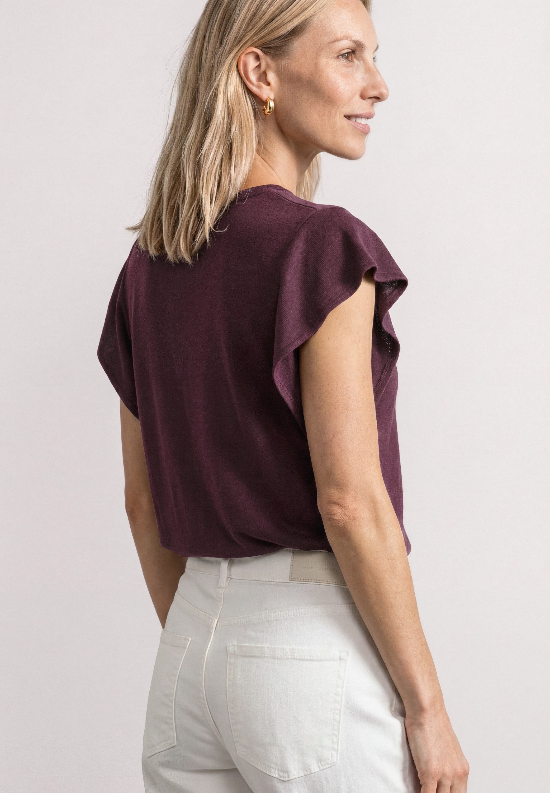 STREET ONE Shirttop Sommershirt mit kurzen Volant-Ärmeln