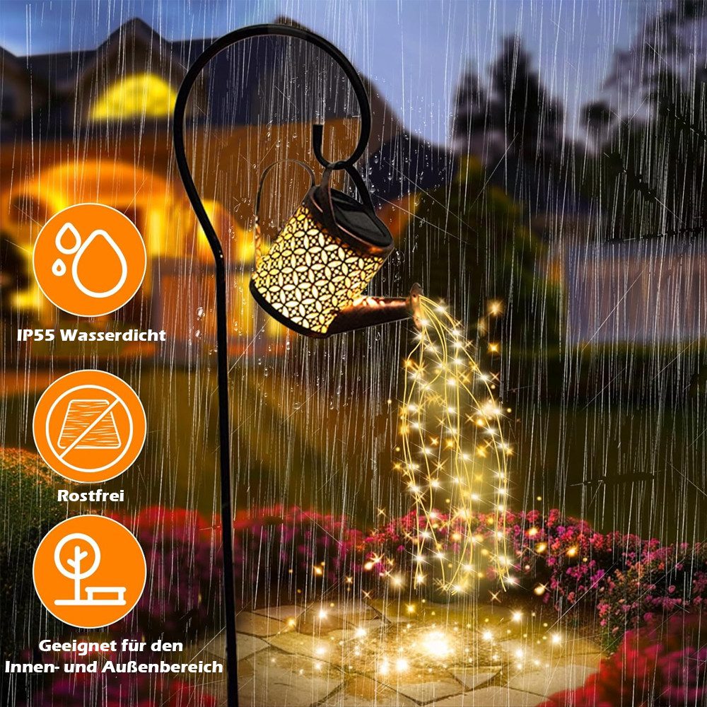 TUWENA LED Solarleuchte Solar Gießkanne Lichterketten für Außen, Wasserdicht LED Solarlaterne, Solarleuchten, Solar Gartenleuchten, Gartendeko für draußen, Warmweiß