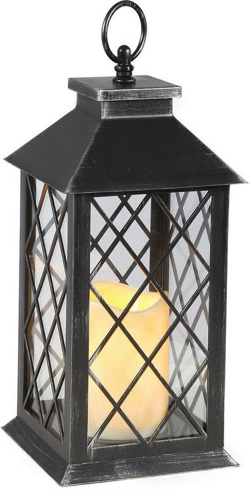 Ambiente Haus Kerzenlaterne Laterne inkl. LED Kerze - (H) 34 cm (1 St),  Dekorativer Kerzenhalter
