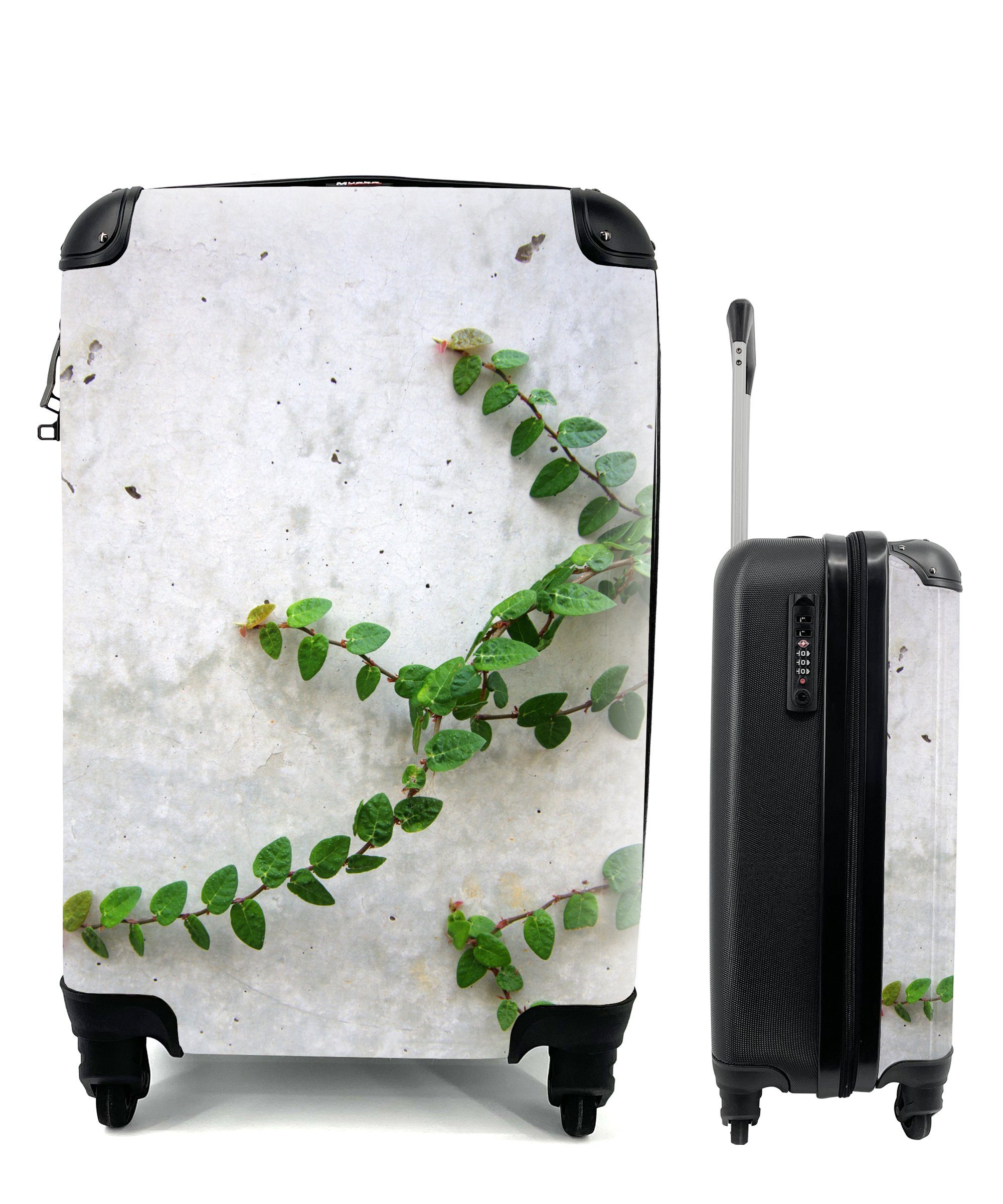MuchoWow Handgepäckkoffer Ferien, Reisekoffer mit Betonwand, Rollen, Kletterpflanzen Trolley, an 4 Reisetasche einer rollen, Handgepäck für