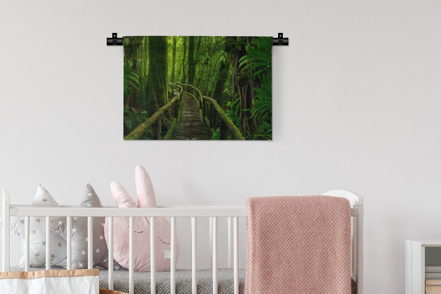 MuchoWow - - Wanddeko Schlafzimmer, für - Natur Kinderzimmer Brücke - Wohnzimmer, Kleid, Moos Wanddekoobjekt Dschungel Tropisch, Wandbehang,