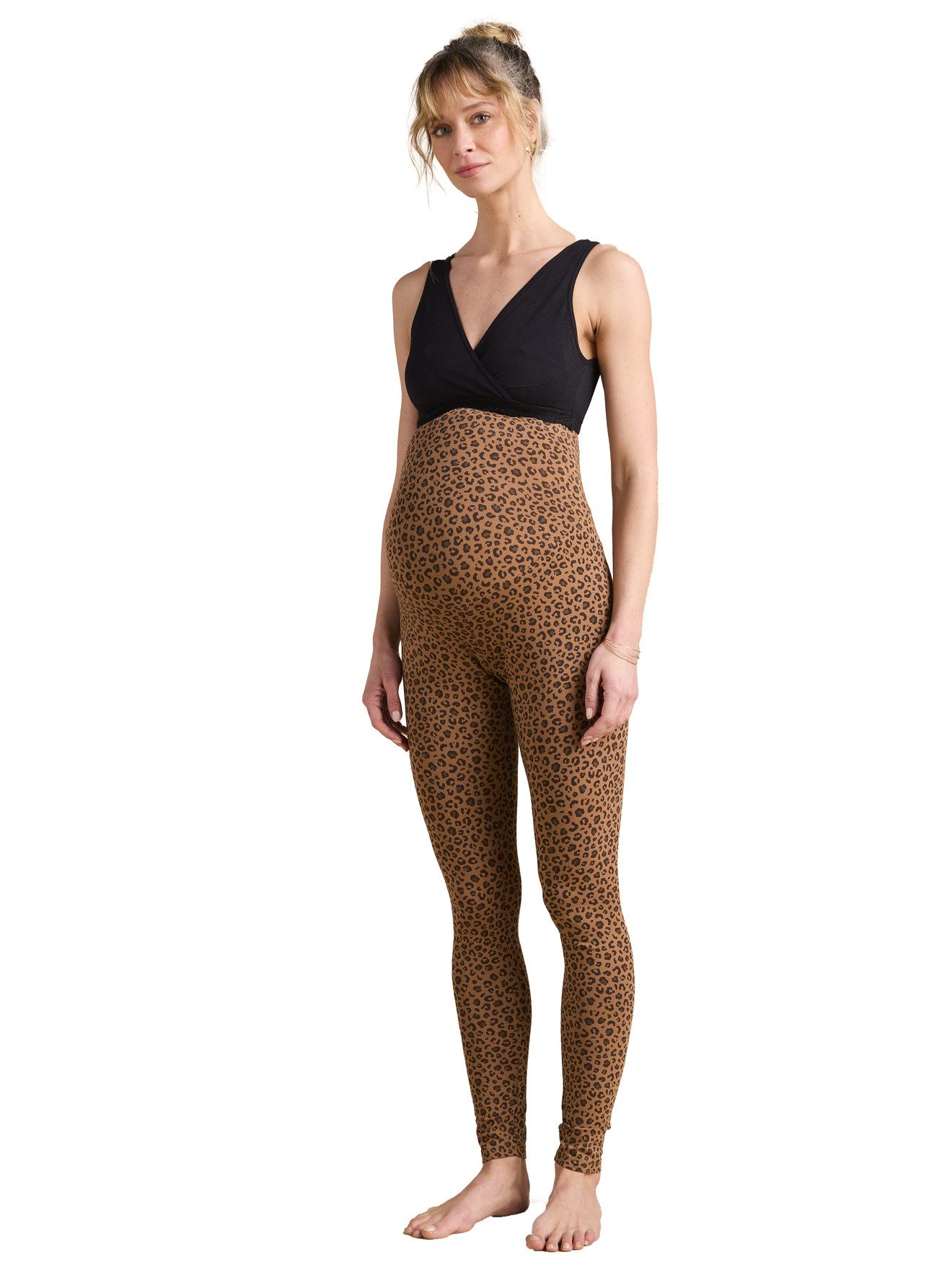 Envie de Fraise Umstandsleggings Umstands-Leggings, Bio-Baumwolle Leopardenmuster, Dehnbund