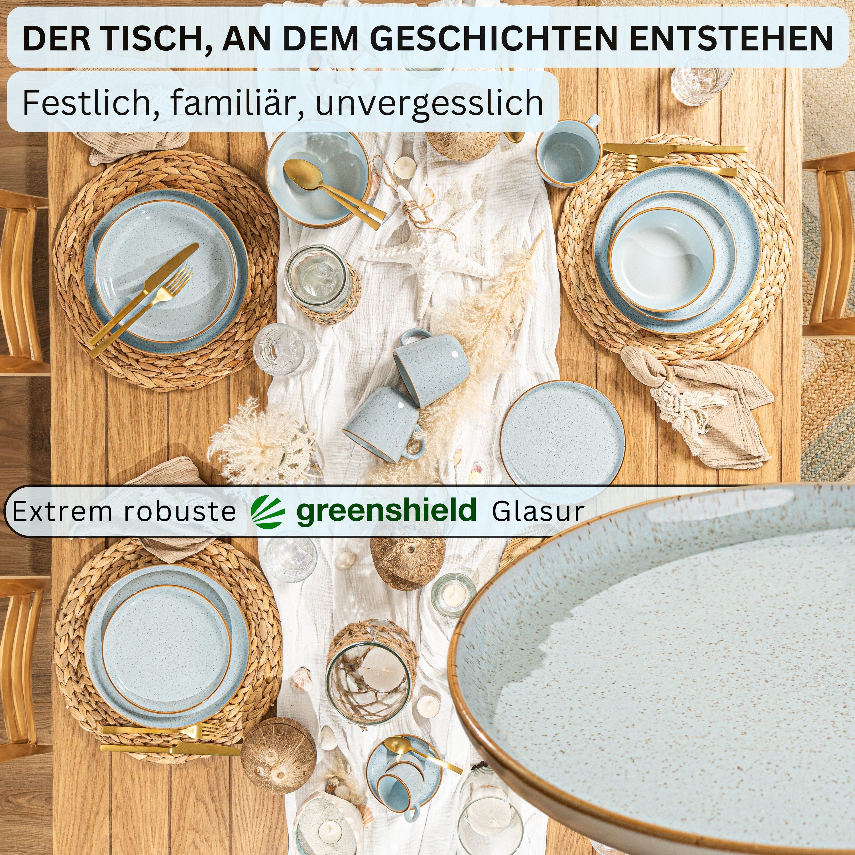 SÄNGER Tafelservice Rio Geschirrset (18-tlg), 6 Personen, Steingut, Handmade, Blau, Erweiterbar, VALUE COLLECTION