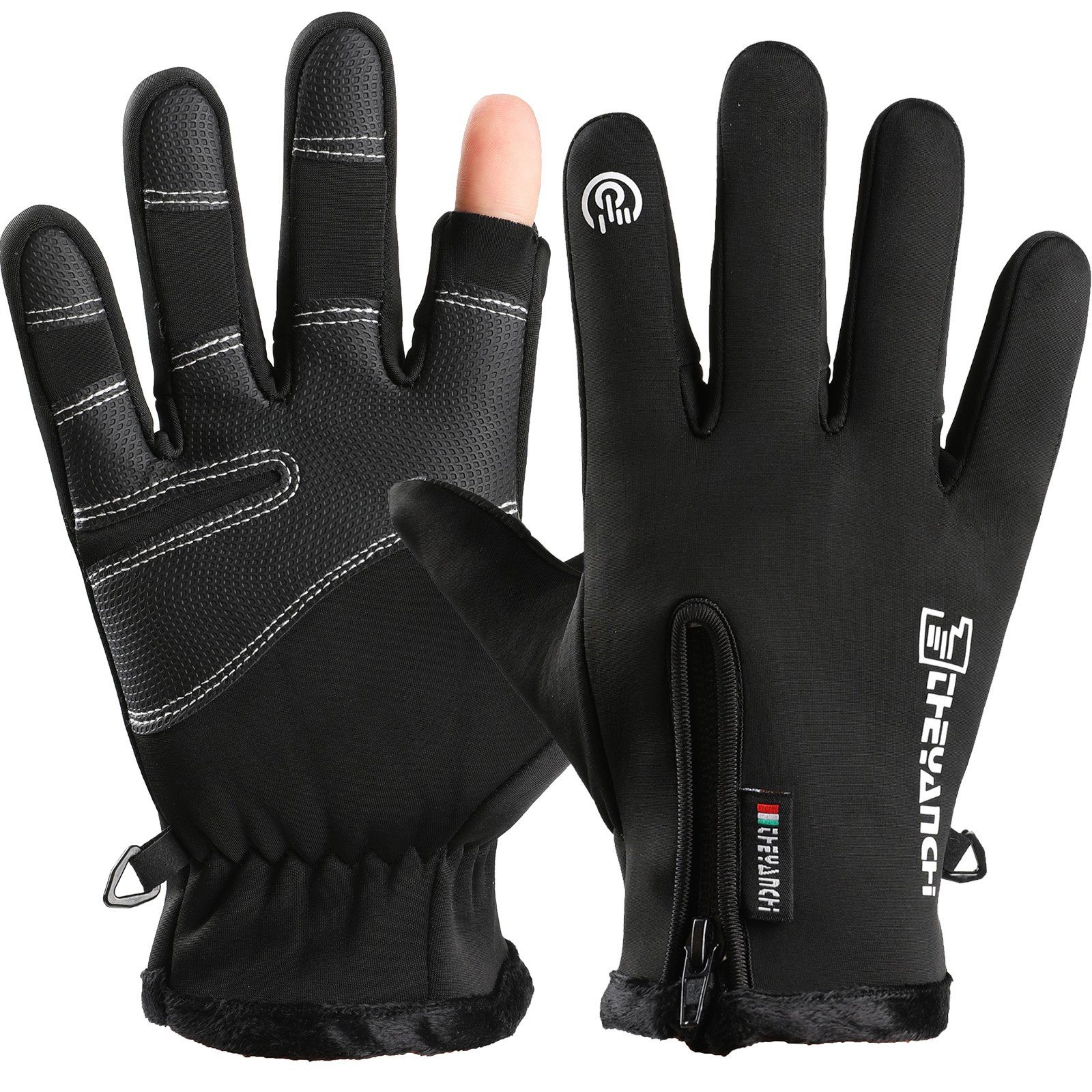 Qelus Fahrradhandschuhe Schwarz Fahrradhandschuhe Motorradhandschuhe Fahren Fingerlos Warm Handschuhe