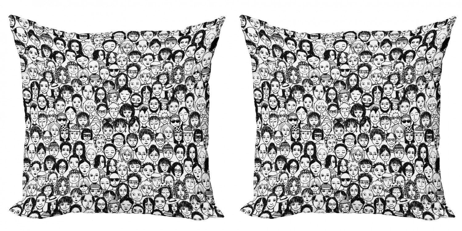 Kissenbezüge Modern Accent Doppelseitiger Digitaldruck, Abakuhaus (2 Stück), Schwarz und weiß Porträt
