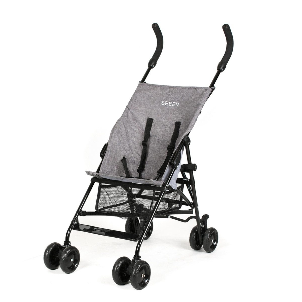 Babytrold Kinder-Buggy Speed Buggy Schwarz klappbar, 4 kg, bis 15 kg, mit Korb, leicht mit nur ca. 4 kg, perfekt für Reisen, für Alltag