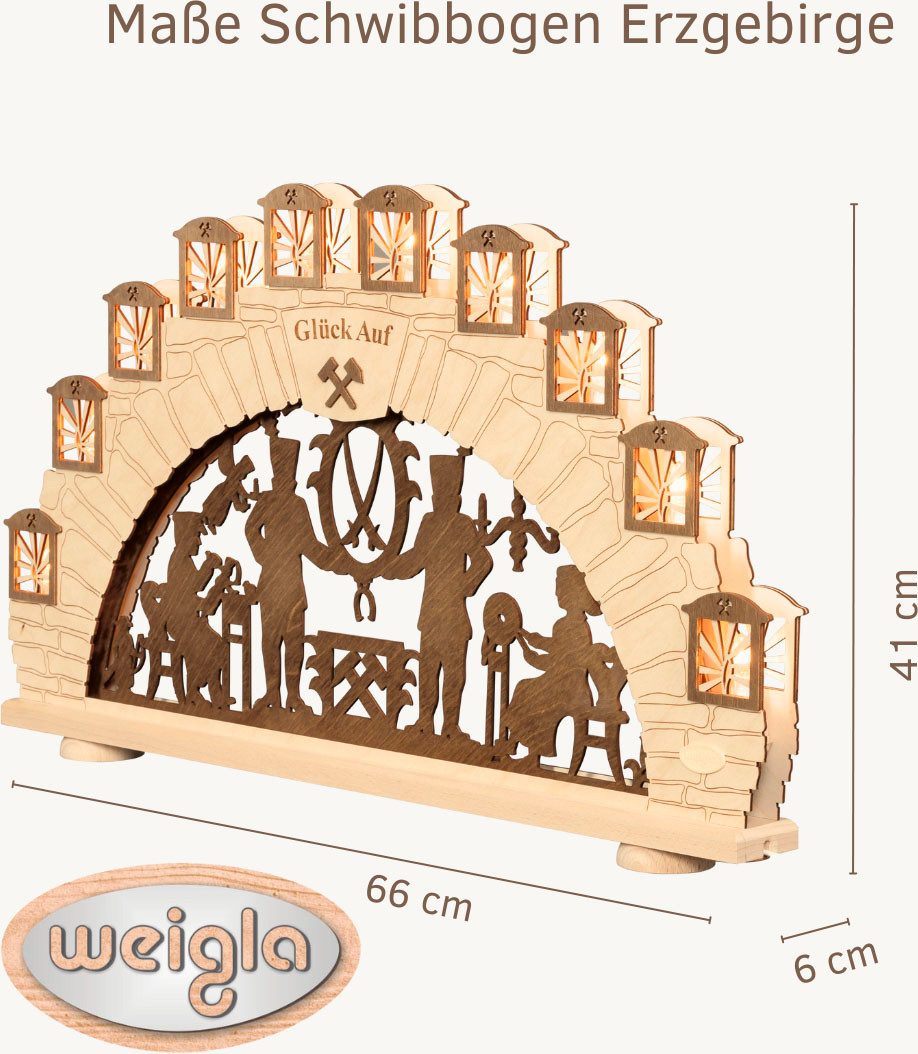 Weigla LED Schwibbogen Erzgebirge, Bergmann, Holz Lichterbogen, NATUR-BRAUN günstig online kaufen