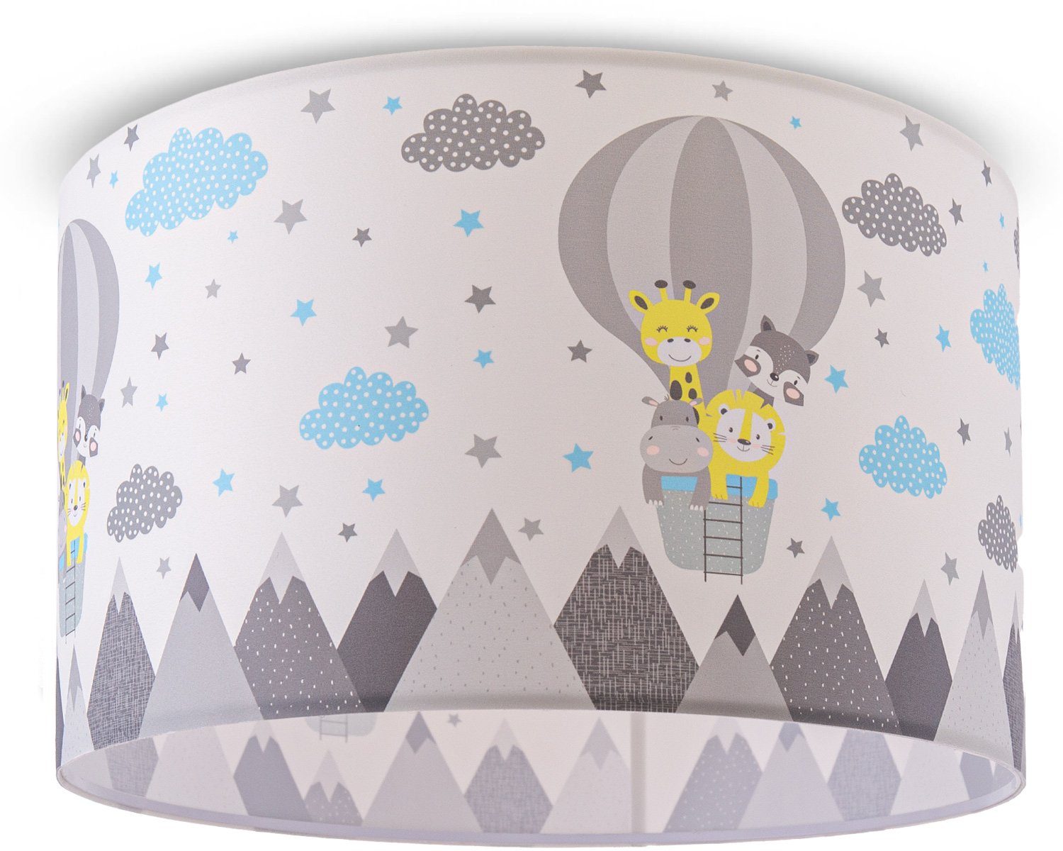 Paco Home Leuchtmittel, Deckenleuchte ohne Deckenlampe 343, E27 Kinderzimmer Zoo Cosmo Tiere Wolken Heißluftballon Lampe