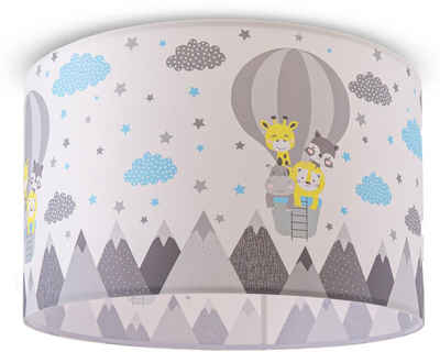 Paco Home Deckenleuchte Cosmo 343, ohne Leuchtmittel, Lampe Kinderzimmer Deckenlampe Heißluftballon Wolken Tiere Zoo E27