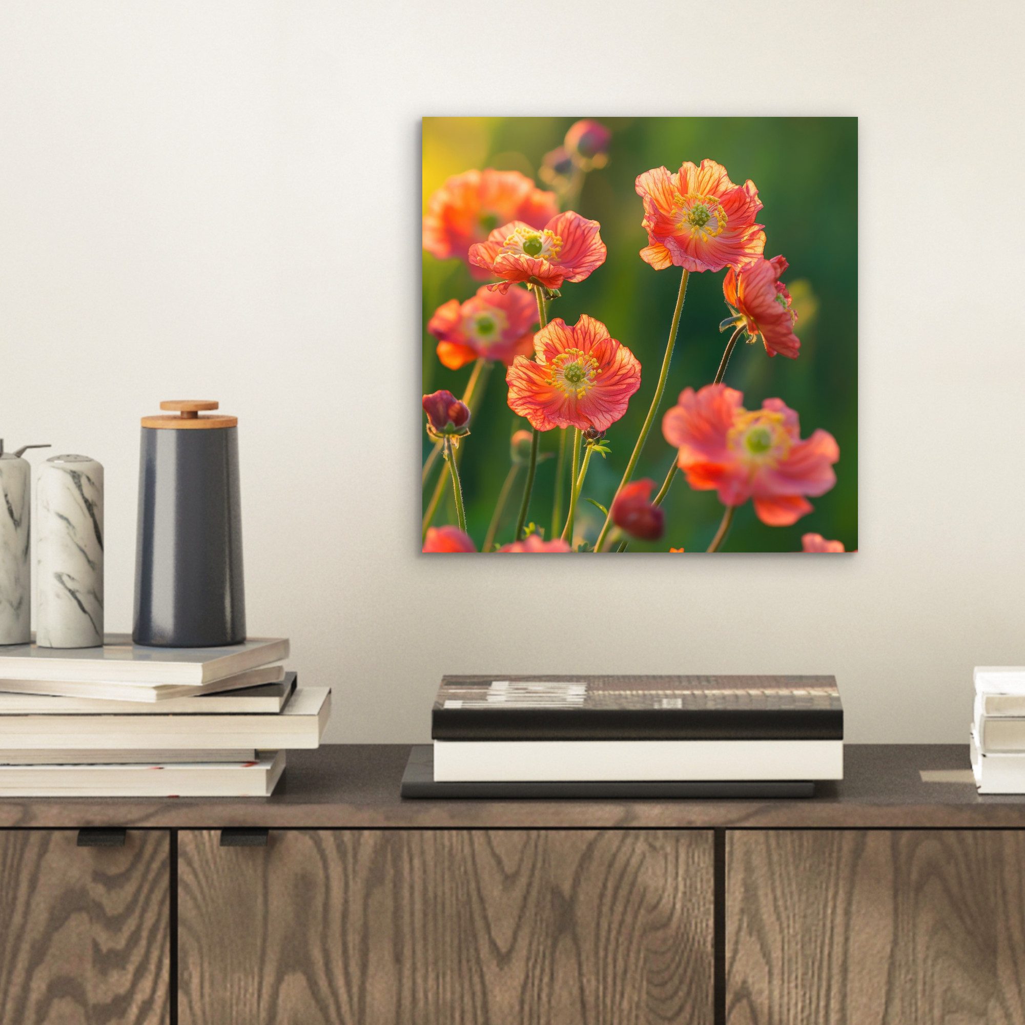 MuchoWow Metallbild Blumenfeld - Sonnenstrahlen - günstig online kaufen