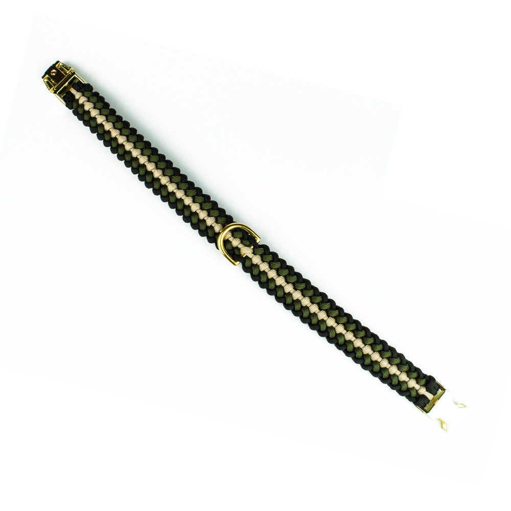 Tierluxe Hunde-Halsband Leo, Steckschnalle Schwarz, Paracord, Handgemacht, Schnellverschluss