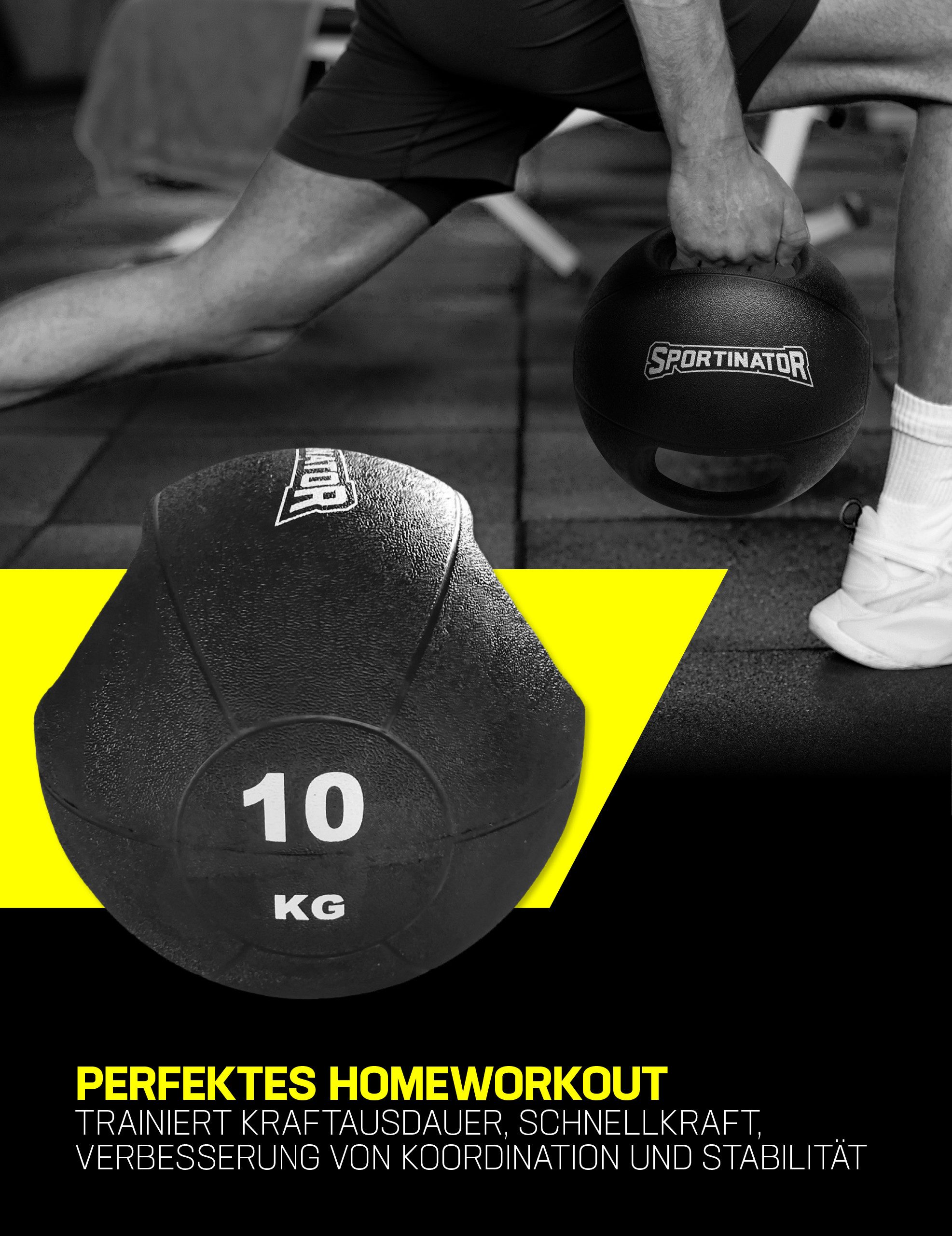 Sportinator Medizinball Premium mit Griff, ideal für Kraft- und Konditionstraining